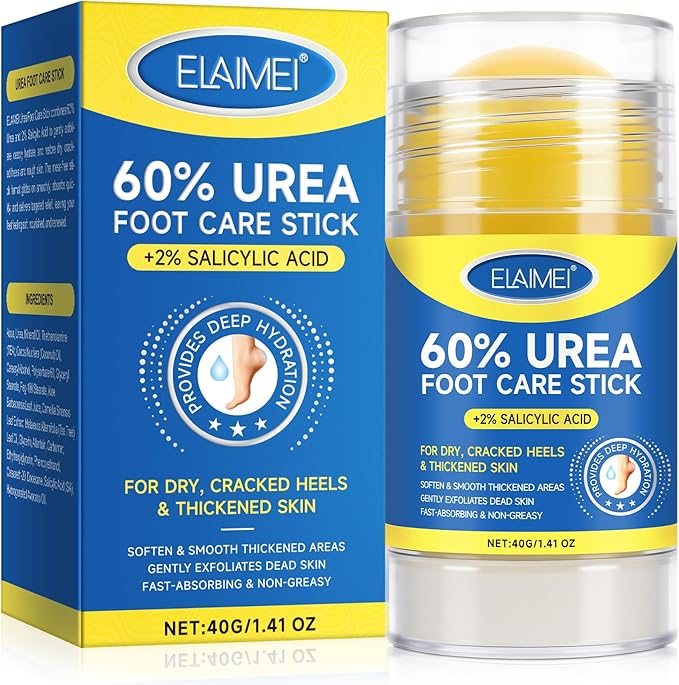 Urea Foot Care Stick - ELAIMEI 60%  + 2% Salicylic Acid (40g / 1.41 oz) – Deep Hydration Balm for Dry, Cracked Heels & Thickened Skin